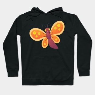 Cute happy orange butterfly cartoon illustration Hoodie